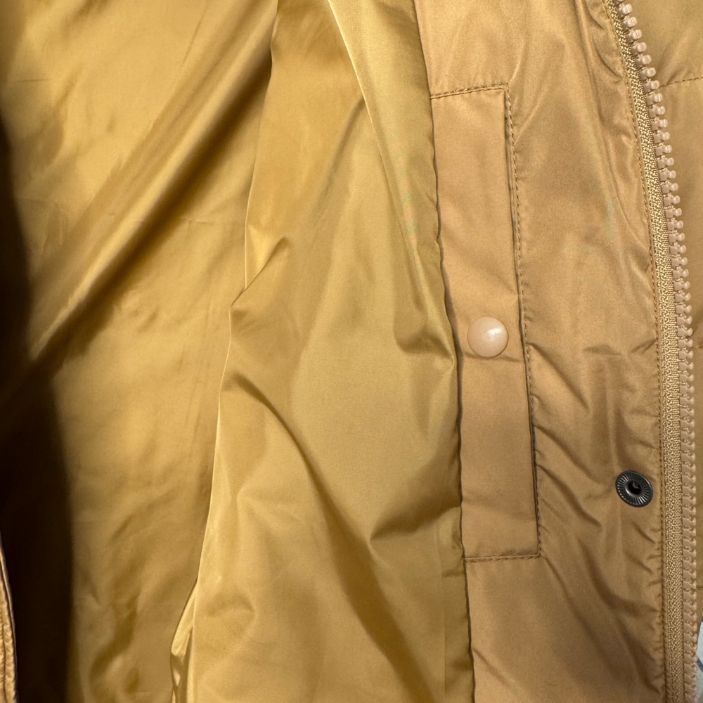 Lands' End Women's Max 600 Down Puffer Jacket Coat Hits Thigh Camel Size 14-16 - Picture 4 of 8